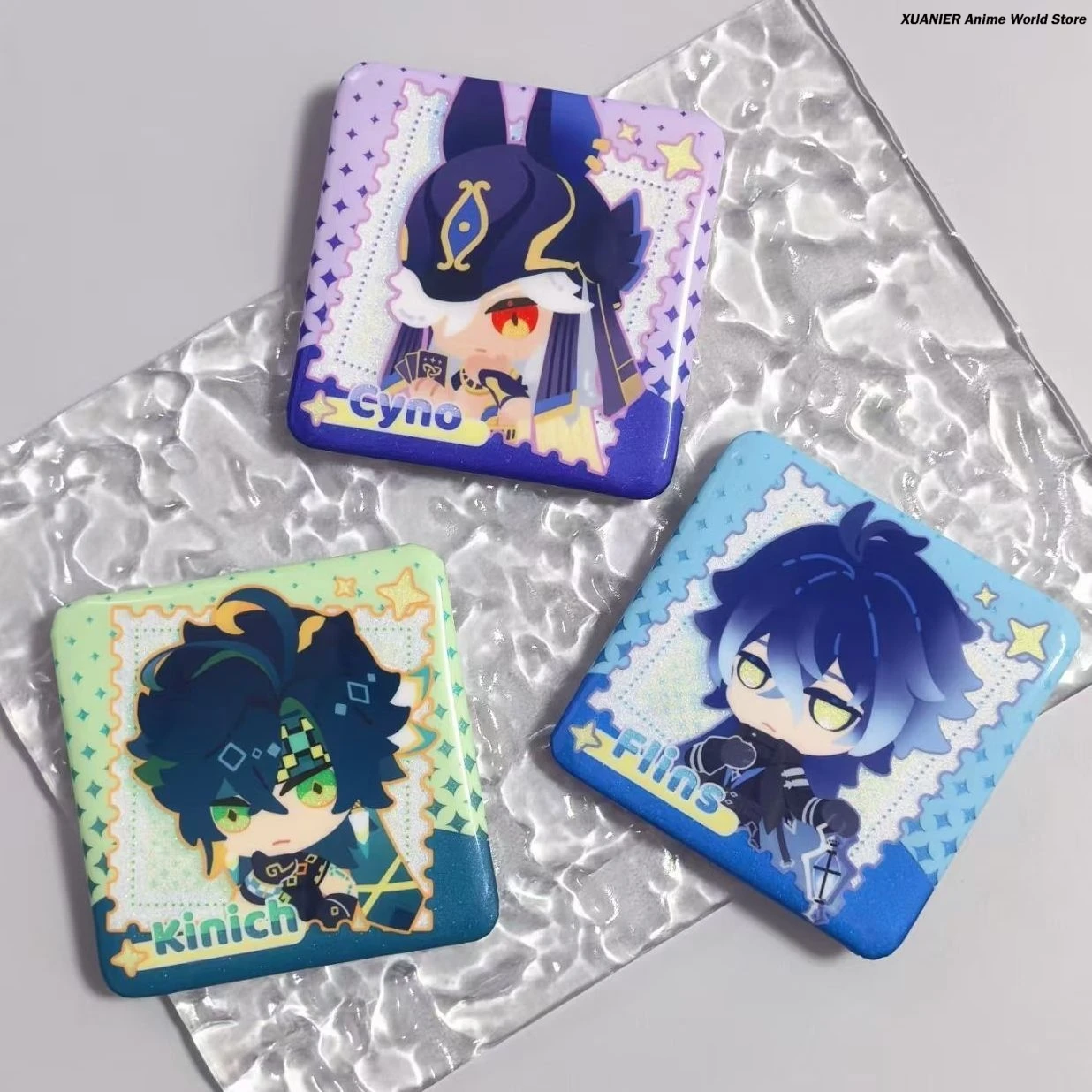 

Аниме Genshin Impact Kyryll Chudomirovich Flins Cyno Kinich двойная вспышка квадратная жесть значок косплей брошь булавка кулон подарок