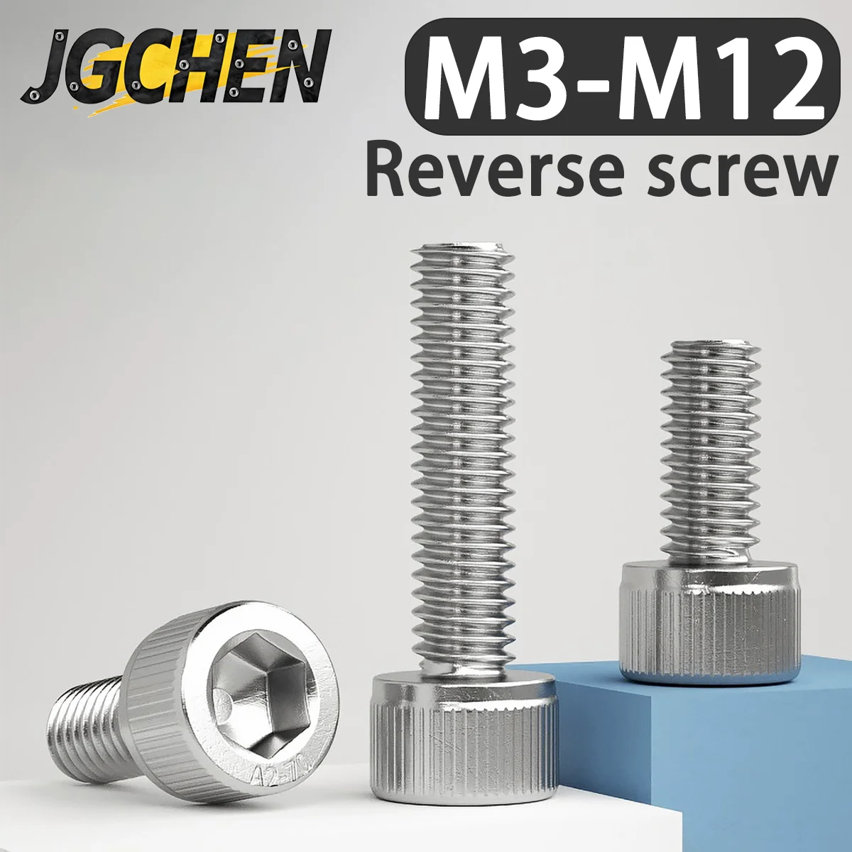 M3 M4 M5 M6 M8 M10 M12 Bolt Left Hand Thread Hex Bolts Hexagon Hex Socket Cap Head Screw 304 Stainless Steel Allen Reverse Screw