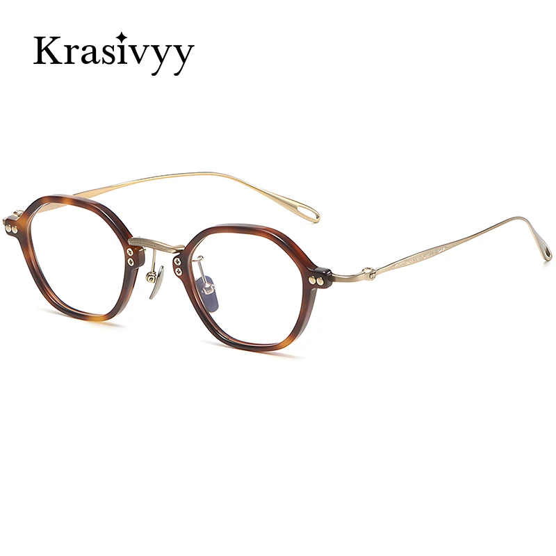 Krasivyy Hexagon Brilmonturen Mannen Titanium Acetaat Klein Formaat Recept Brillen Frame Vrouwen Luxe Merk Optische Brillen