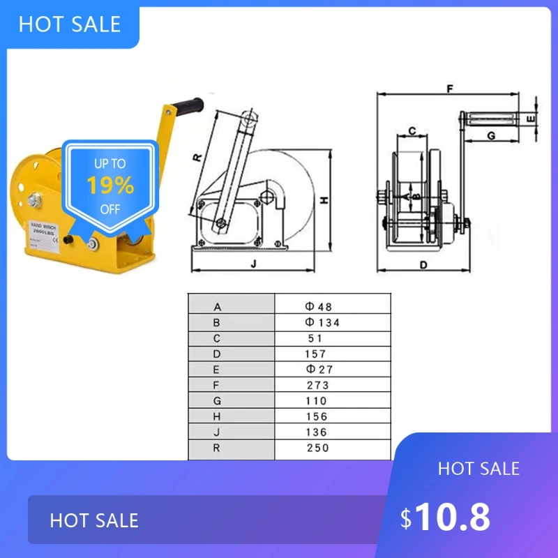 

8110 Полезная двусторонняя самоблокирующаяся маленькая ручная лебедка 1200 фунтов с тормозом Ручная лебедка Тракторная лебедка Портативная лебедка и