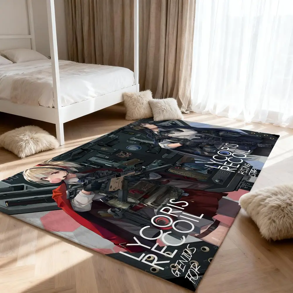 

cartoon L-Lycoris RecoilS Floor Mat Soft Thickened Absorbent Non-Slip Bedroom Living Room Door Mat Home Decor Flannel Rugs