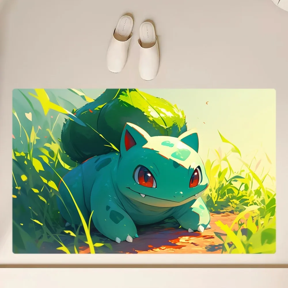 MINISO Pokémon Bulbasaur Floor Mat  Anti-Slip Bathroom Kitchen Bedroom Living Room Entrance Rug Home Decor