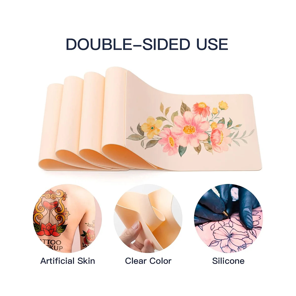 Silicone Blank Tattoo Practice -10Pcs Tattoo Skin Practice Double Sides 8X6Inch Skin Tattooing and Eyebrow Practice