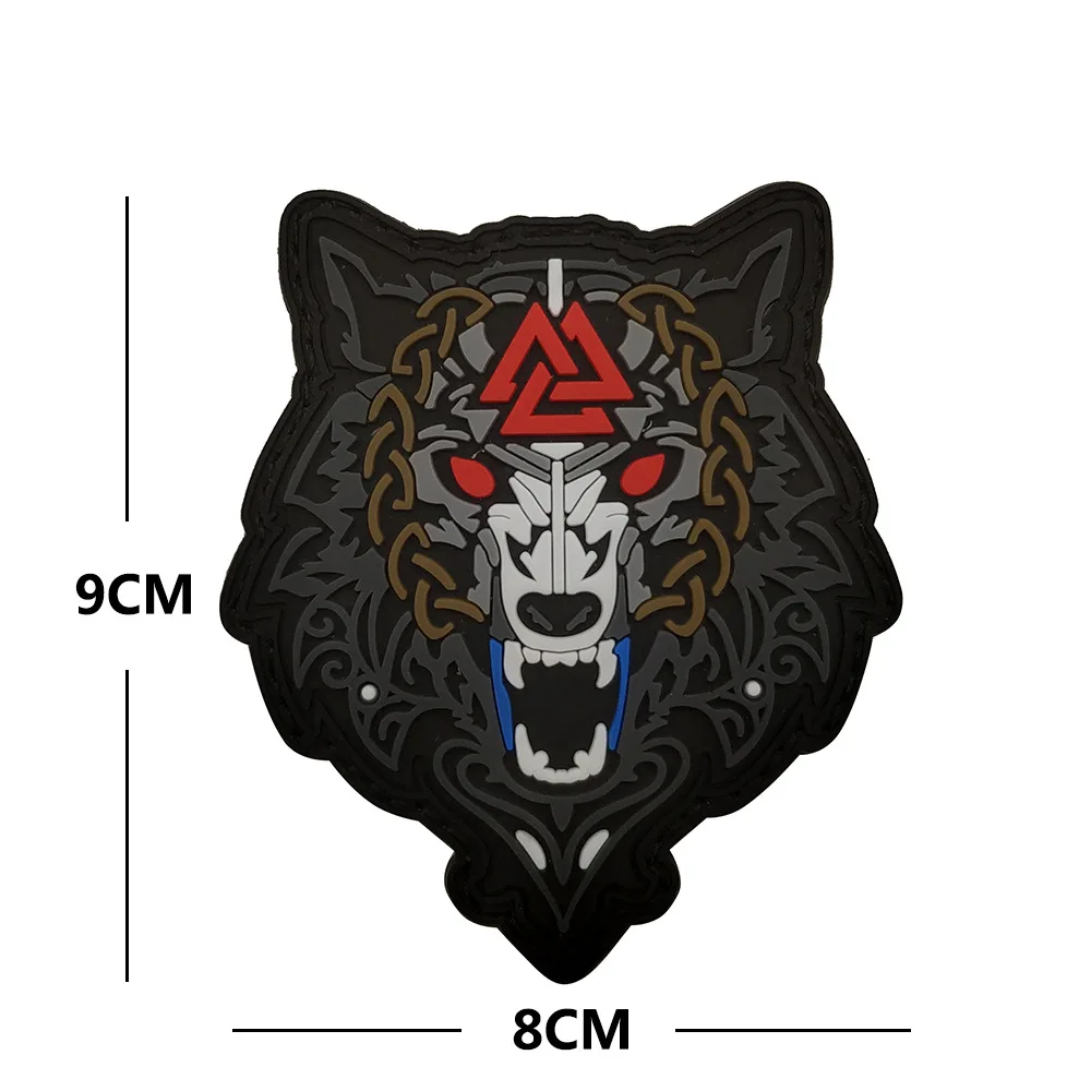 Viking Fenrir Wolf of Odin Valknut  Wolf  PVC patch  morale military wolf patches tactical army badges armband  for