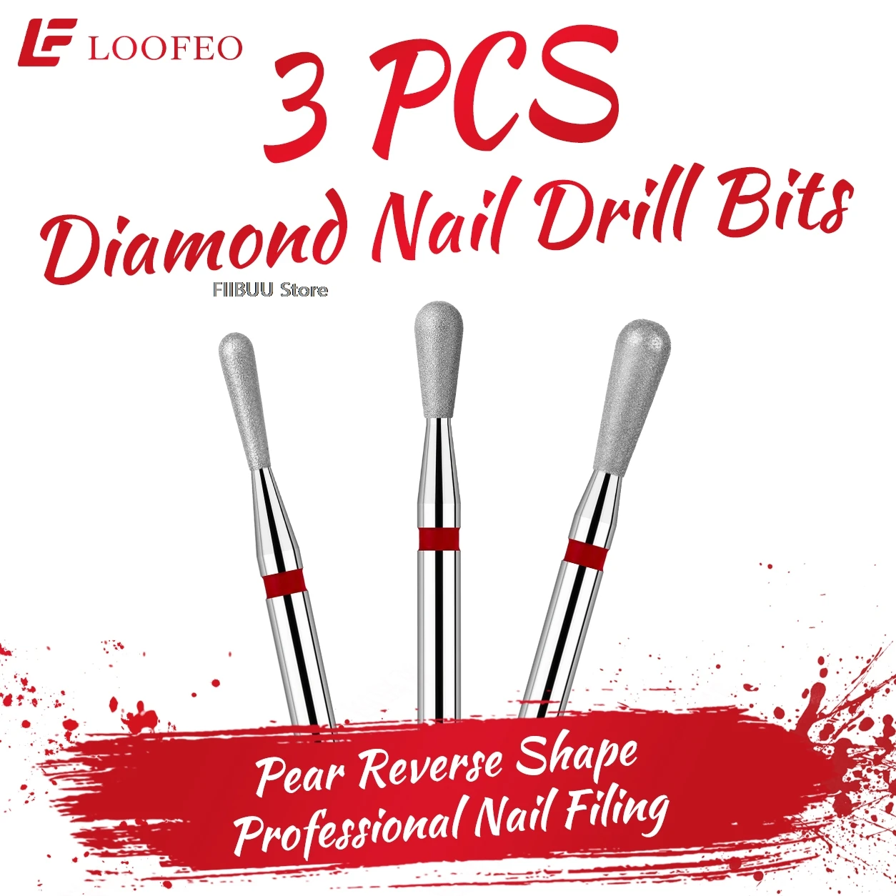 3pcs Diamond Nail Drill Bit Set Fine Grit E-File Bits for Manicure Pedicure Cuticle Burrs Cleaning Nail Prep Milling Cutter Tool