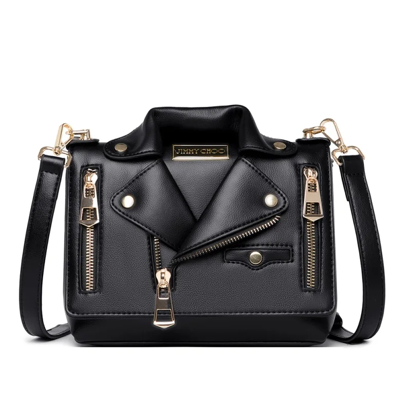 2023 Design High-quality Leather Motorcycle Bags Women Clothing Shoulder Rivet Zipper Jacket Bag Messenger Bag Women Handbag