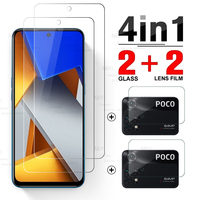 4in1 Protective Glass for Xiaomi Poco M4 Pro 4G Camera Glass Pocco Poko Little M F X 3 4 X3 NFC M3 F2 Pro F1 F3 F4 GT X4 Pro 5G