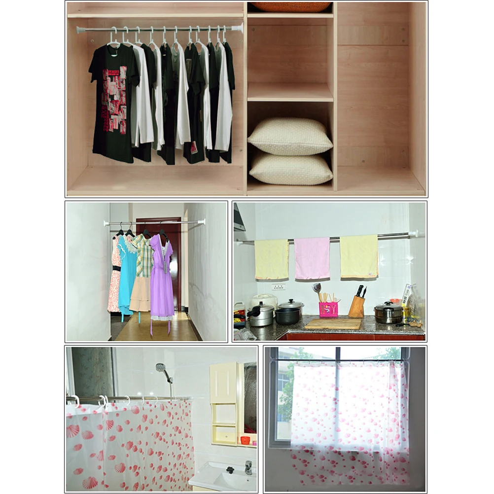 

Clothes Rod Bath Rack Curtain Rods Stainless Steel Brackets Clothesline Pole Holder