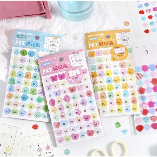 4 styles Colorful Label Series PET Triple Fold Decorative Stickers Fresh keynote Label Stickers Kids Gifts Student Stationery