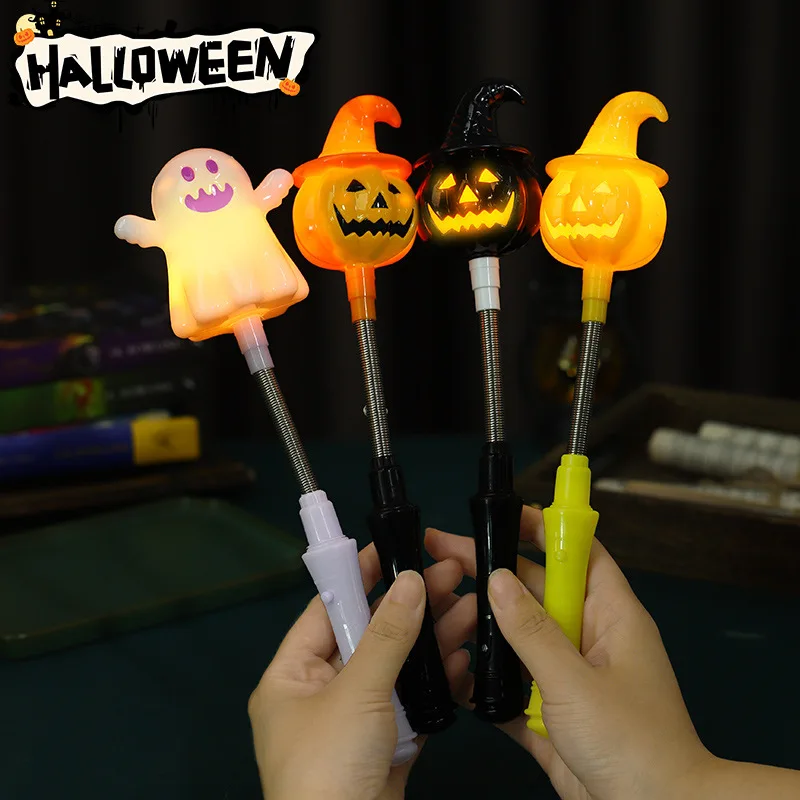 Halloween Luminous Toys Creative Cute Pumpkin Lights Children Hand Crank Magic Wand Fun Party Supplies Props Small Gifts