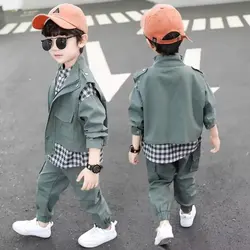 Kids Clothes Boys Spring Set For Baby Boys2024 Clothing Set Vest Shirt And Pants 3PCS Sport Suit Outfits