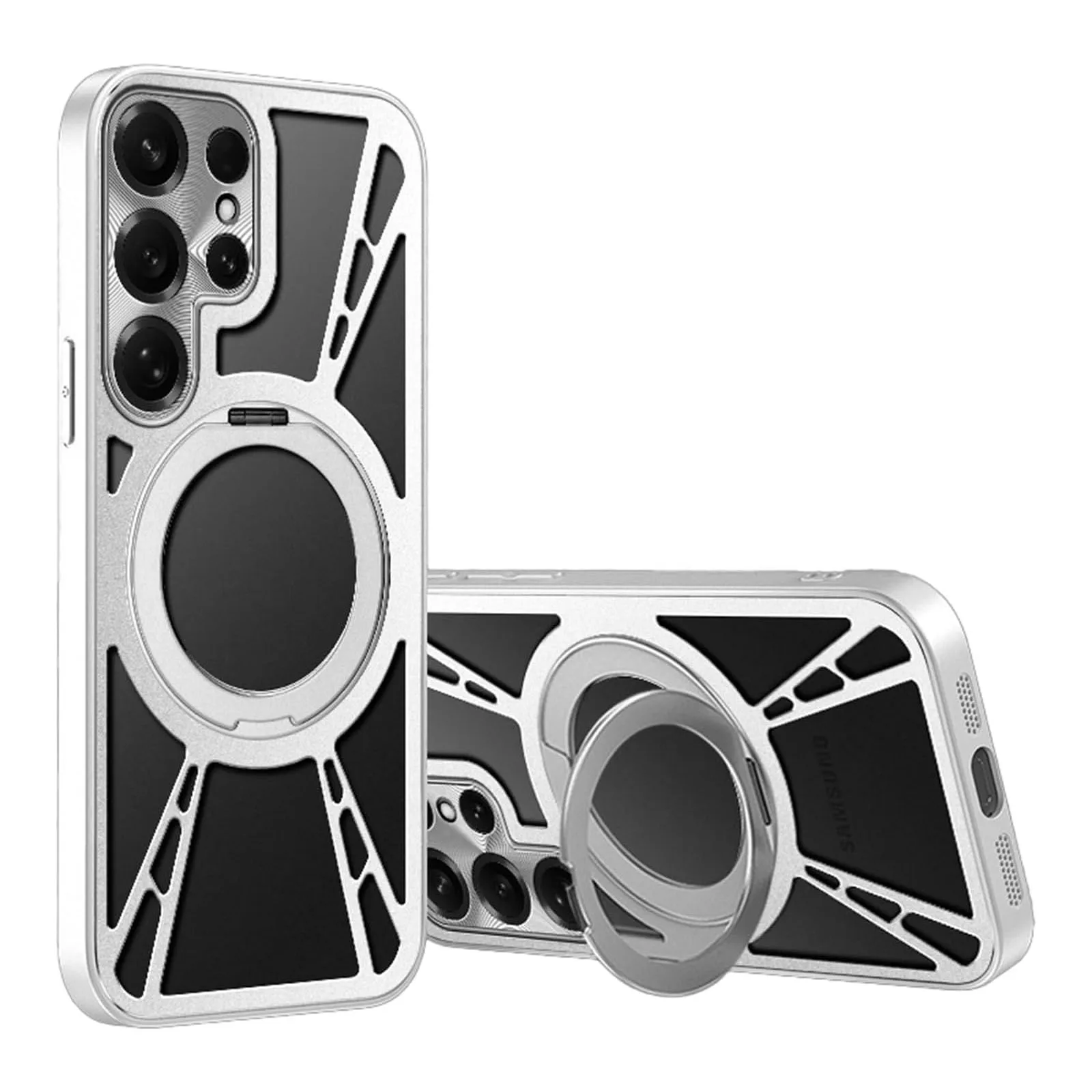 

Ультратонкий магнитный чехол для Samsung Galaxy S25/S25 Plus/S25 Ultra — вращающаяся подставка, защита объектива, противоударный