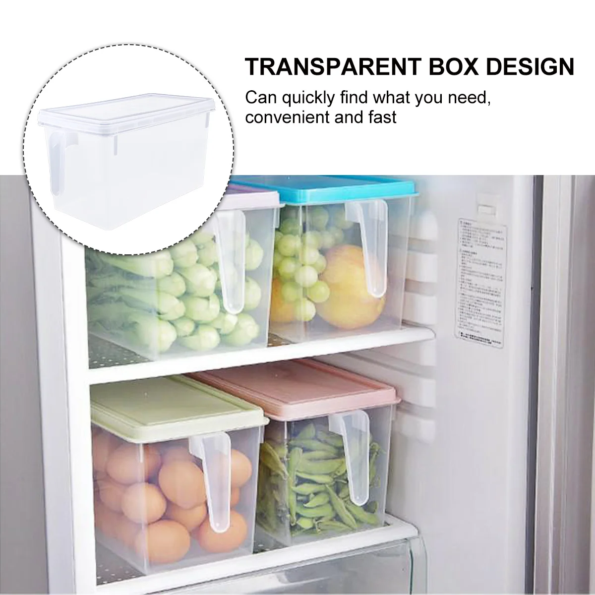 

2pcs 4.7L Transparent Plastic Storage Box Refrigerator Organizer Bin Fridge Food Container Pantry Storage Freezer Safe
