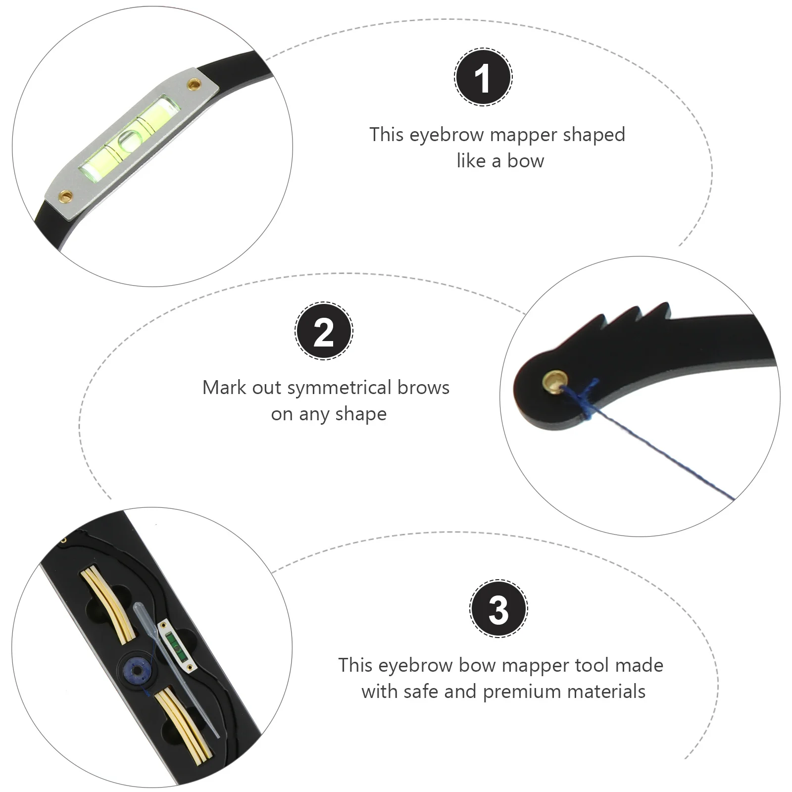 Strumento di misurazione in acciaio inossidabile a forma di arco per mappatore per sopracciglia simmetrico Design Righello Kit per modellare tatuaggi Pennarello per linea