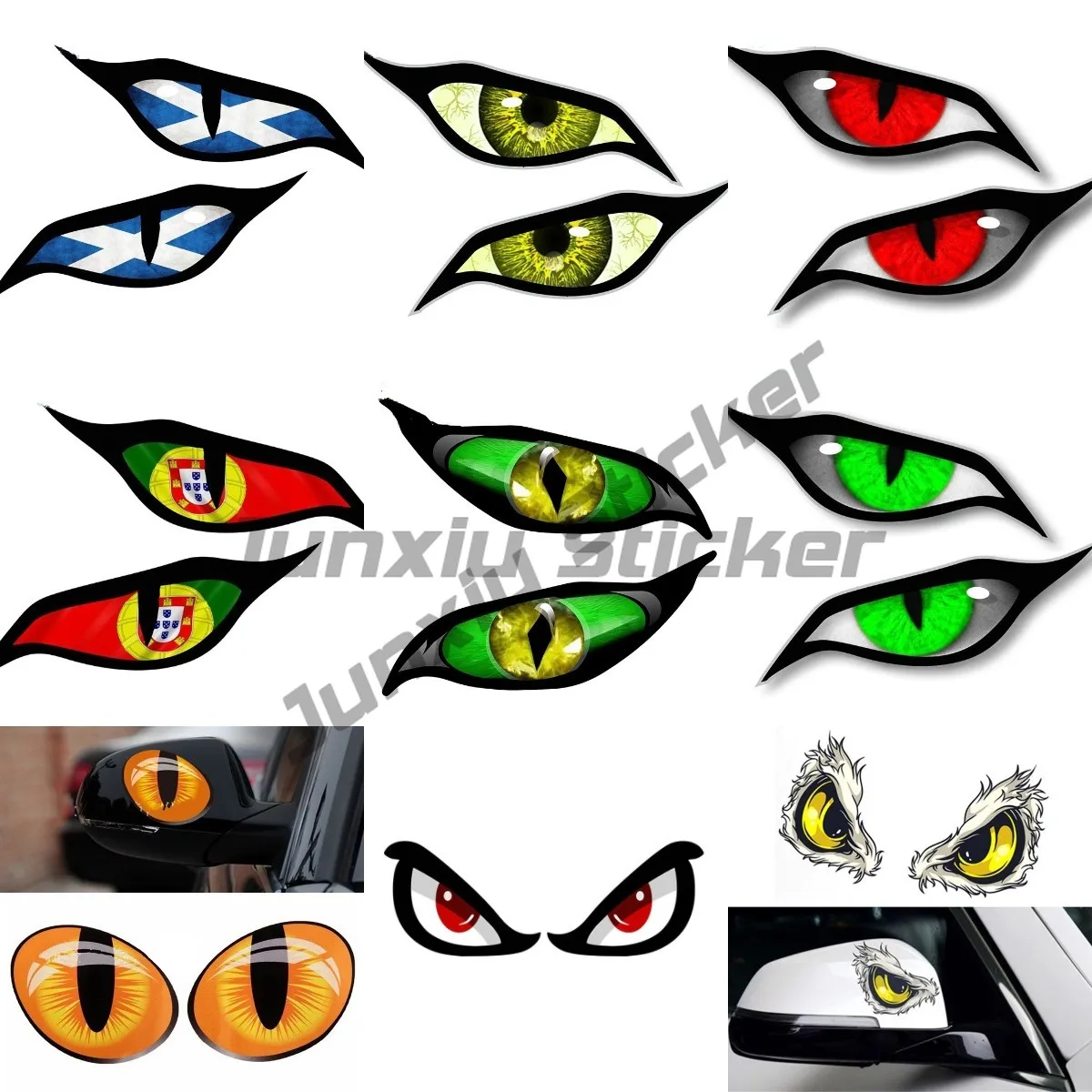 

1 Pair of Eye-catching Car Stickers, Vinyl Self-adhesive Waterproof Stickers Suitable Car and Motorcycle Rearview Mirror Bodies