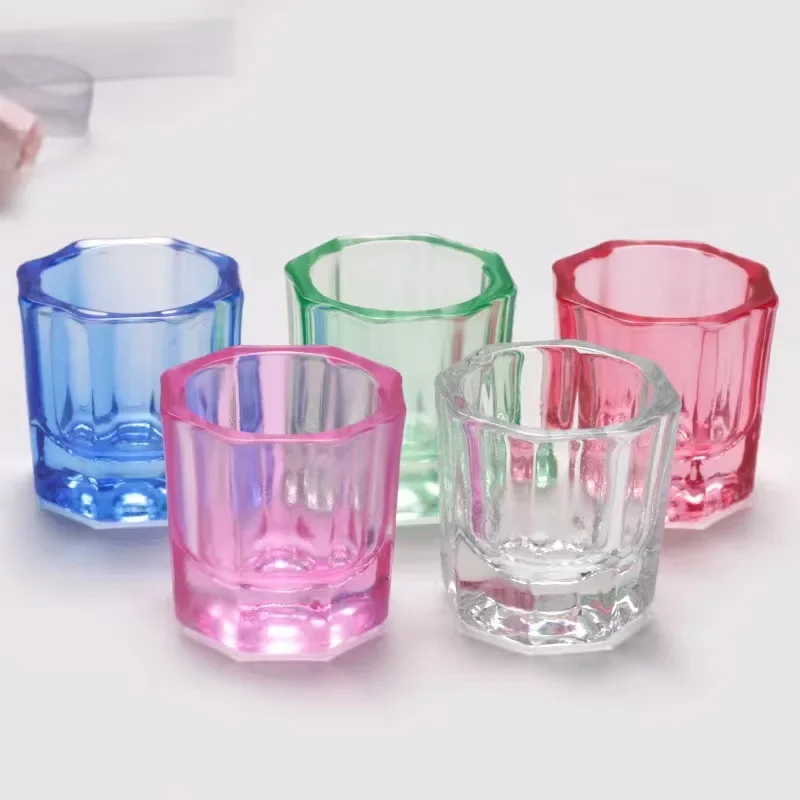 1Pcs Crystal Glass Acrylic Acrylic Powder Liquid Nail Cup Dappen Dish Lid Bowl Cup Holder Equipment  Nail Tools