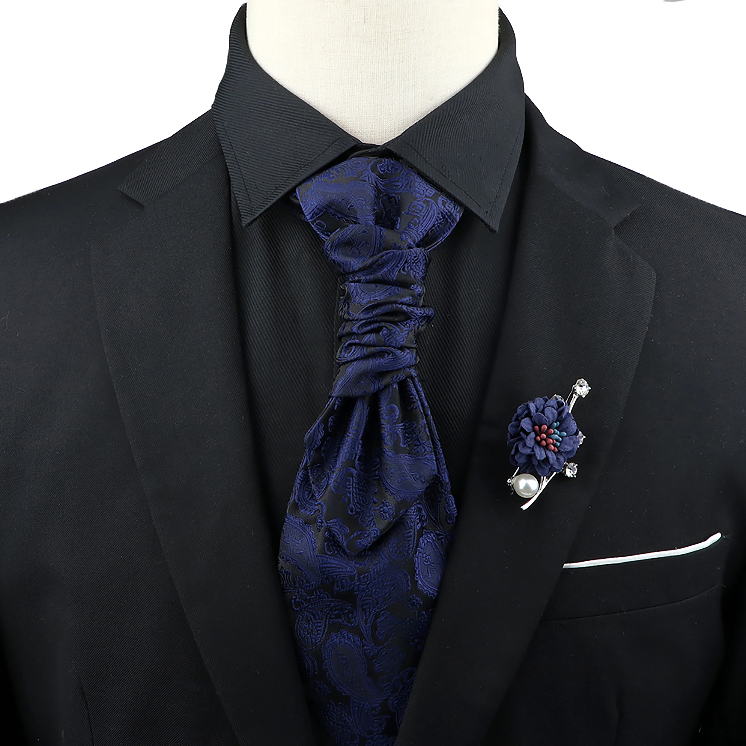 Nieuwe Heren Premium Paisley Tie Broche Set Rood Zwart Blauw Ajustable Neck Tie Luxe Klassieke Pak Smoking Bruidegom accessoires