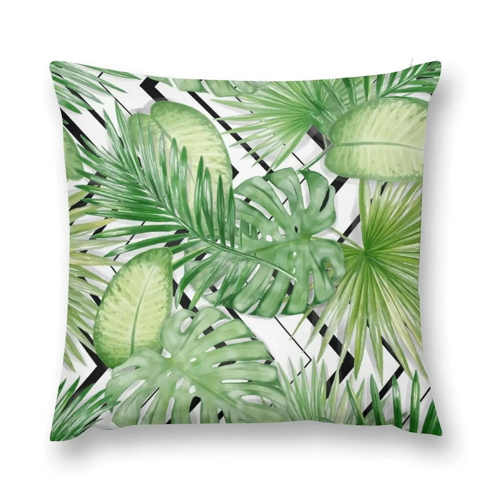 

Watercolor Exotic Leaves Pattern Throw Pillow luxury sofa pillows Christmas Pillow pillow