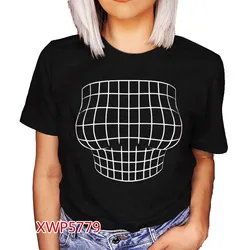 Magnified Chest Optical Illusion Women T Shirt Funny 3D Printed Big Boobs T-Shirt Femme Harajuku Tshirt Goth Black Tops Shirt