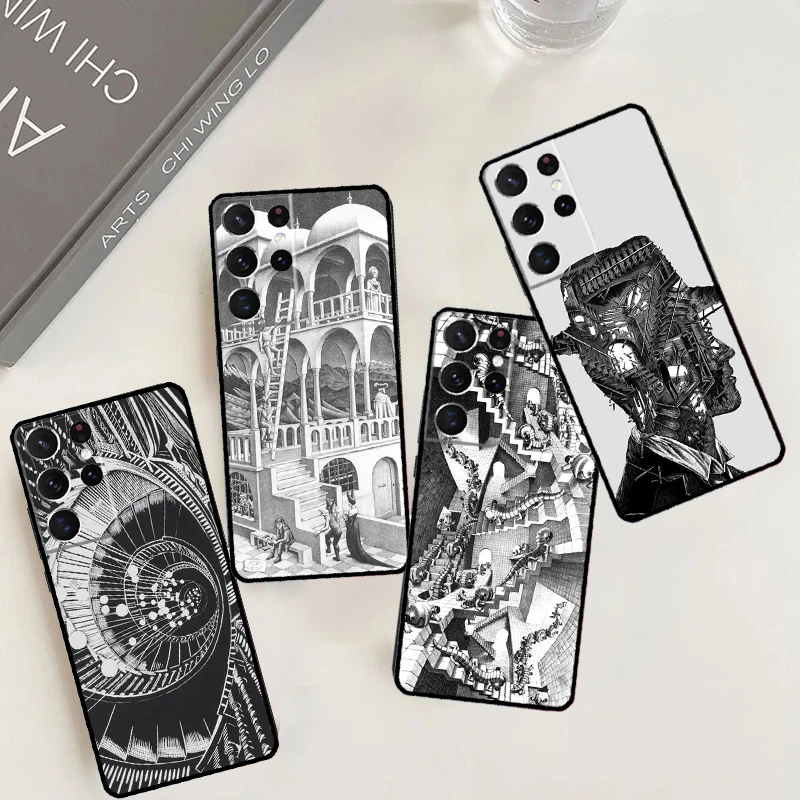 Escher Staircases Case For Samsung Galaxy S21 S22 S23 S24 Ultra Plus S20 FE S8 S9 S10 Note 10 20 Ultra Cover