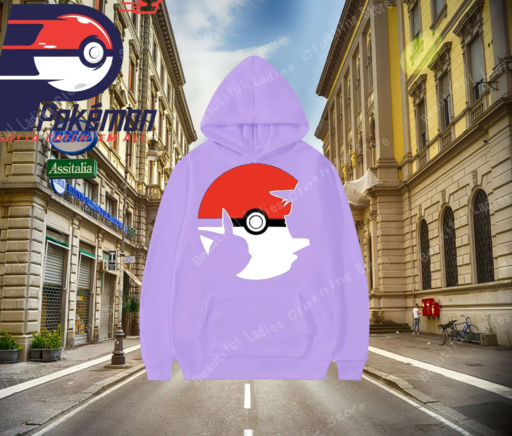 (MINISO) بوكيمون بيكاتشو خريف/شتاء جديد أزياء المرأة Crewneck هوديس مريحة الطلاب زوجين مريحة Y2K هوديي