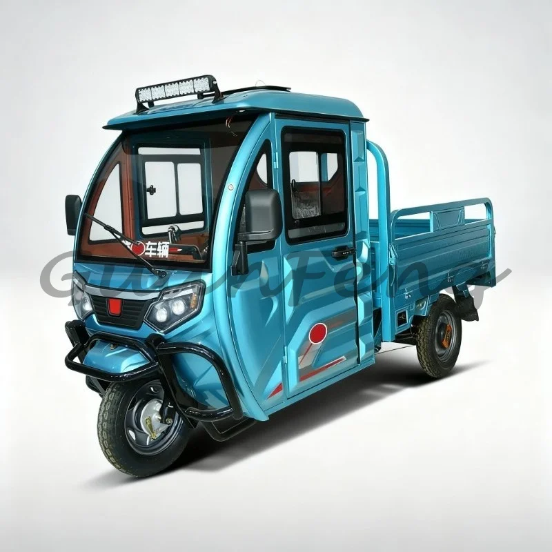 New Small Agricultural Three-wheeled Electric Pickup Tricycle, Closed Agricultural Transportation Tricycle