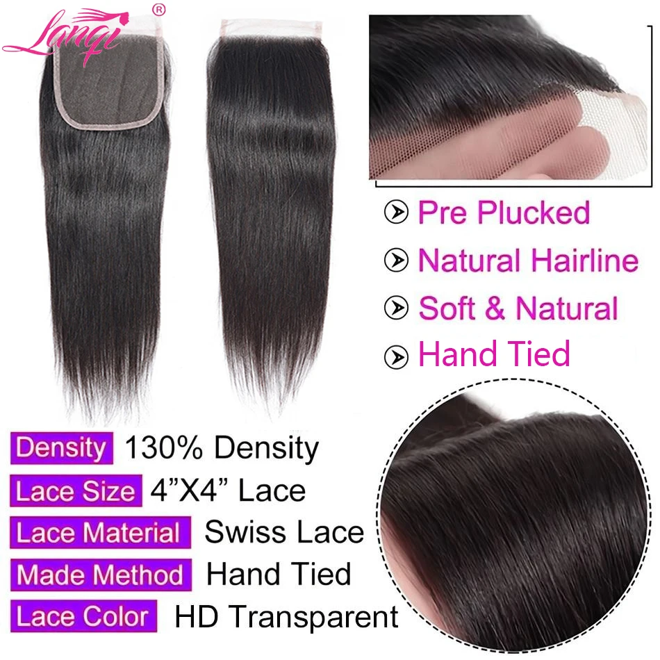 Transparent 4X4 Lace Closure Free Part Swiss Lace Straight 13X4 Lace Frontal Remy Brazilian 8-20inches Handtied Lace Closure