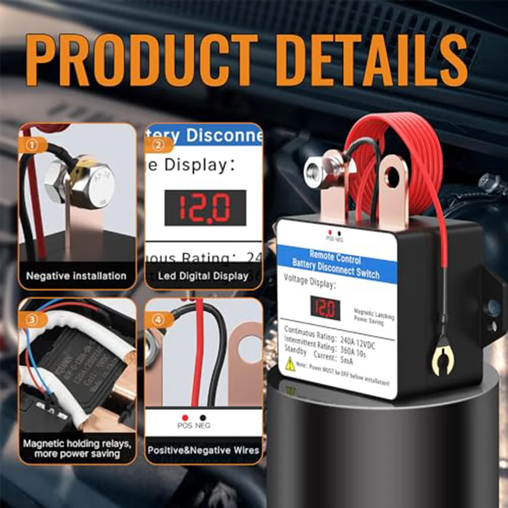 Package Content DC A Battery Isolator Switch Wireless Remote Control Keys Anti Theft Disconnect Switch Cars Cars