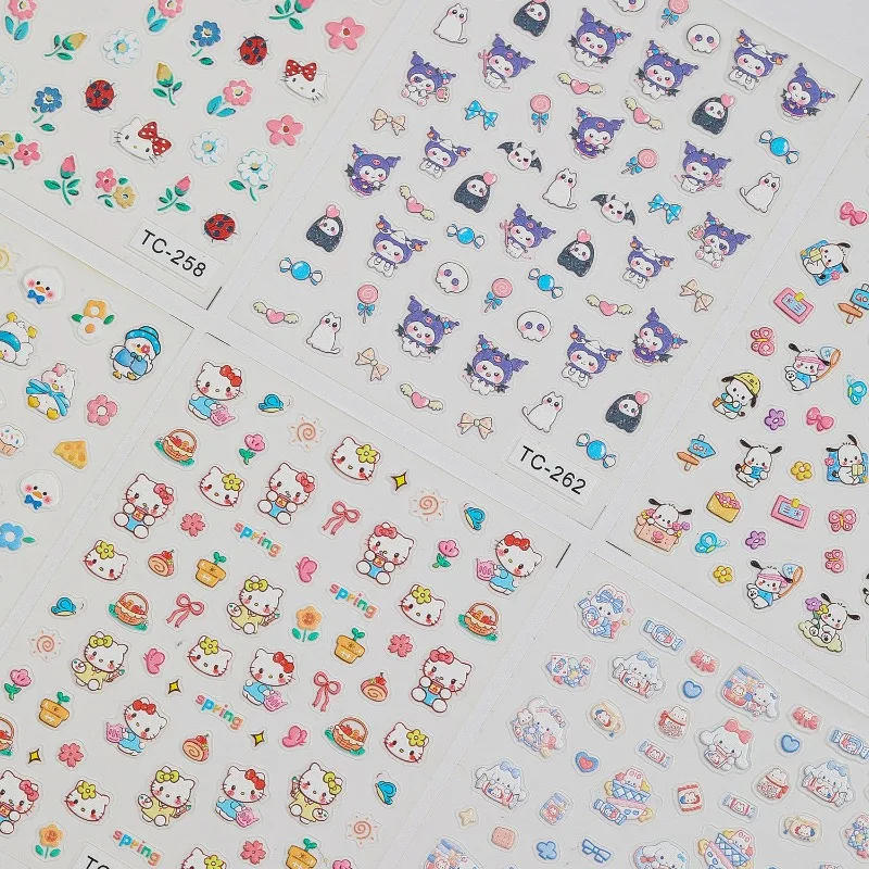 

3 шт., наклейки для маникюра «Hello Kitty», украшения, милые мультяшные аниме-игрушки, женские принадлежности, украшение для рабочего стола, студенческие подарки, оптовая продажа