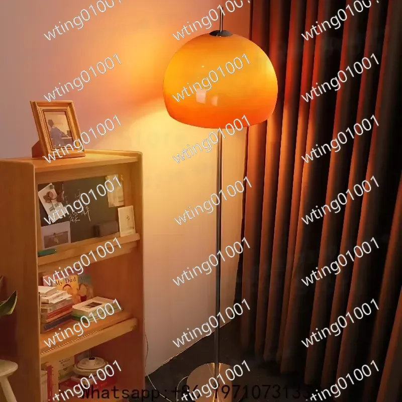 for Nordic Bauhaus Glass LED Floor Lamp Gradient Orange Mushroom Design Ambient Lighting for Living Room Bedroom Decor