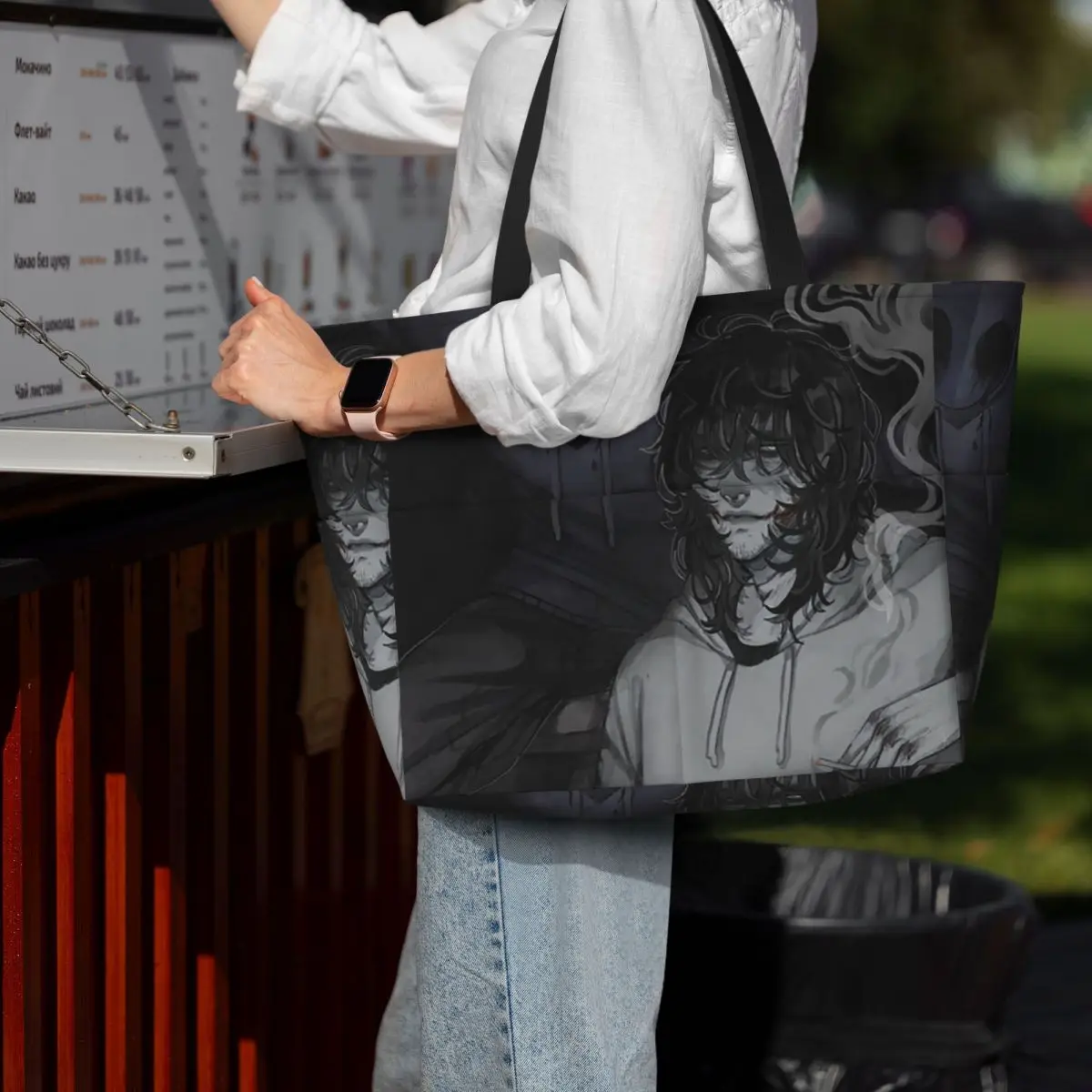 Eyeless Jack And Jeff Talking Creepypasta Beach Tote Bag Sport Gym Yoga Duffle Large Tote Bag Women Travel Bag Fitness bag