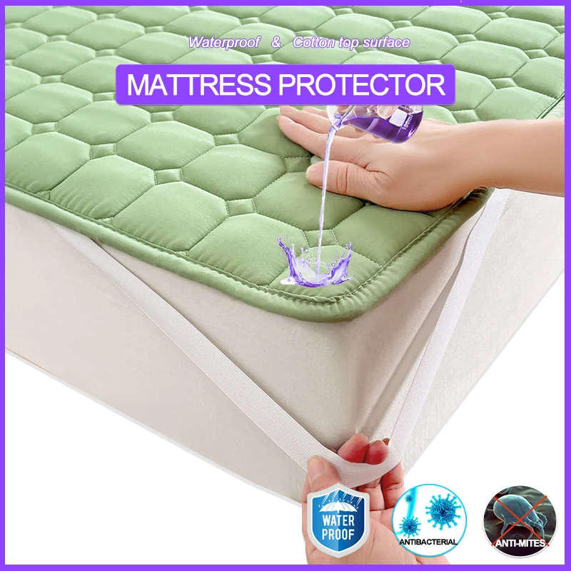 

Luxury Waterproof Mattress Cover - Hypoallergenic, Anti-Mite & Silent, Fitted Sheet with 4 Elastic Corner Straps,Bed Cover