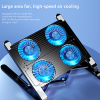 Aluminum Alloy Laptop Cooling Fan with 2/4 Fans Foldable RGB 7 Height Adjustable for 11-17.3Inch Notebook Portable Laptop Cooler