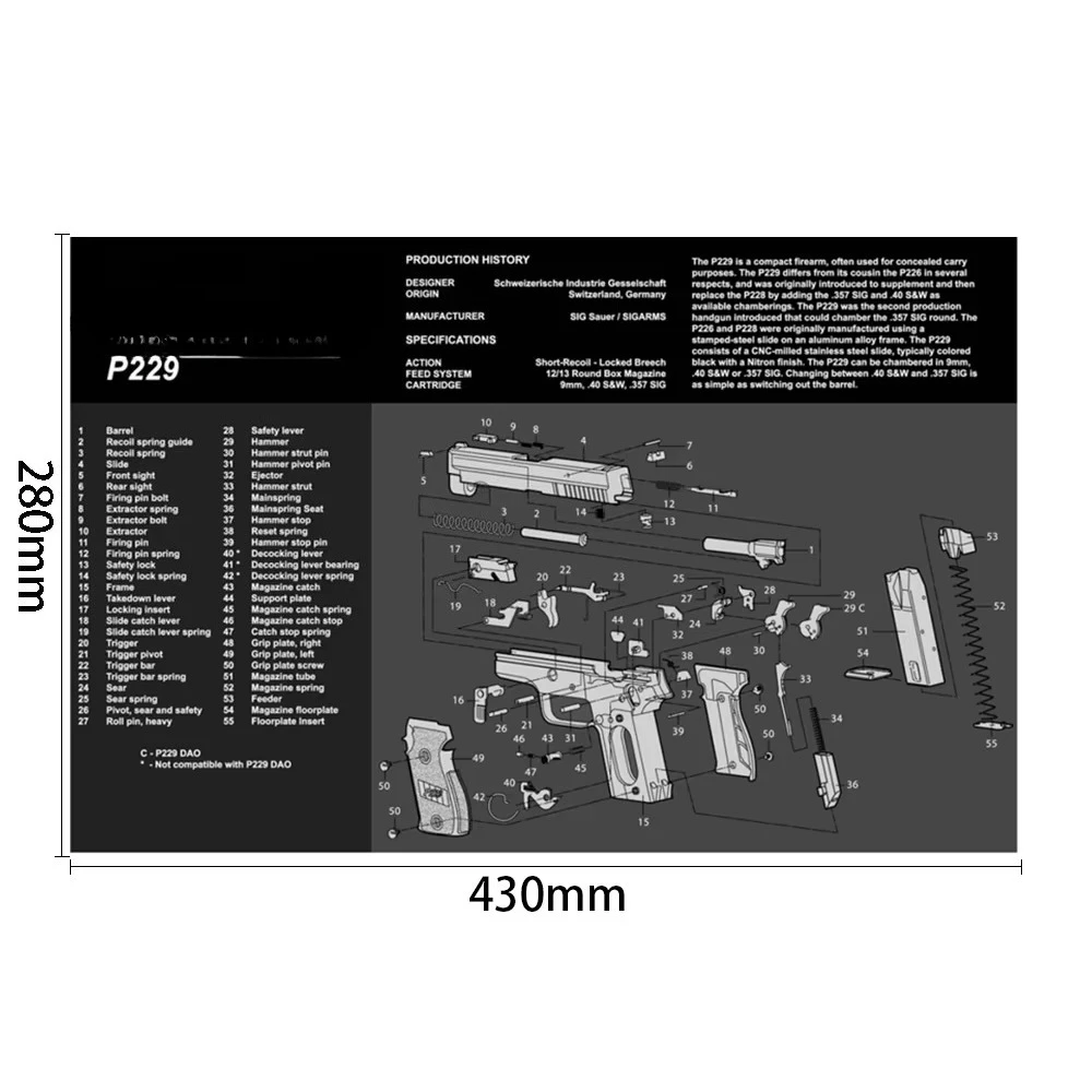AR15 AK47 Pistolenreinigungs-Gummimatte Mauspad für Pistole GEN5 Glock 17 19 1911 Beretta 92 P320 CZ 75 CZ SHADOW 2 HK USP Zubehör