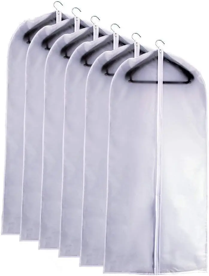 

6 Pack 24x48 Waterproof Suit Bags with Zipper for Clothes Storage