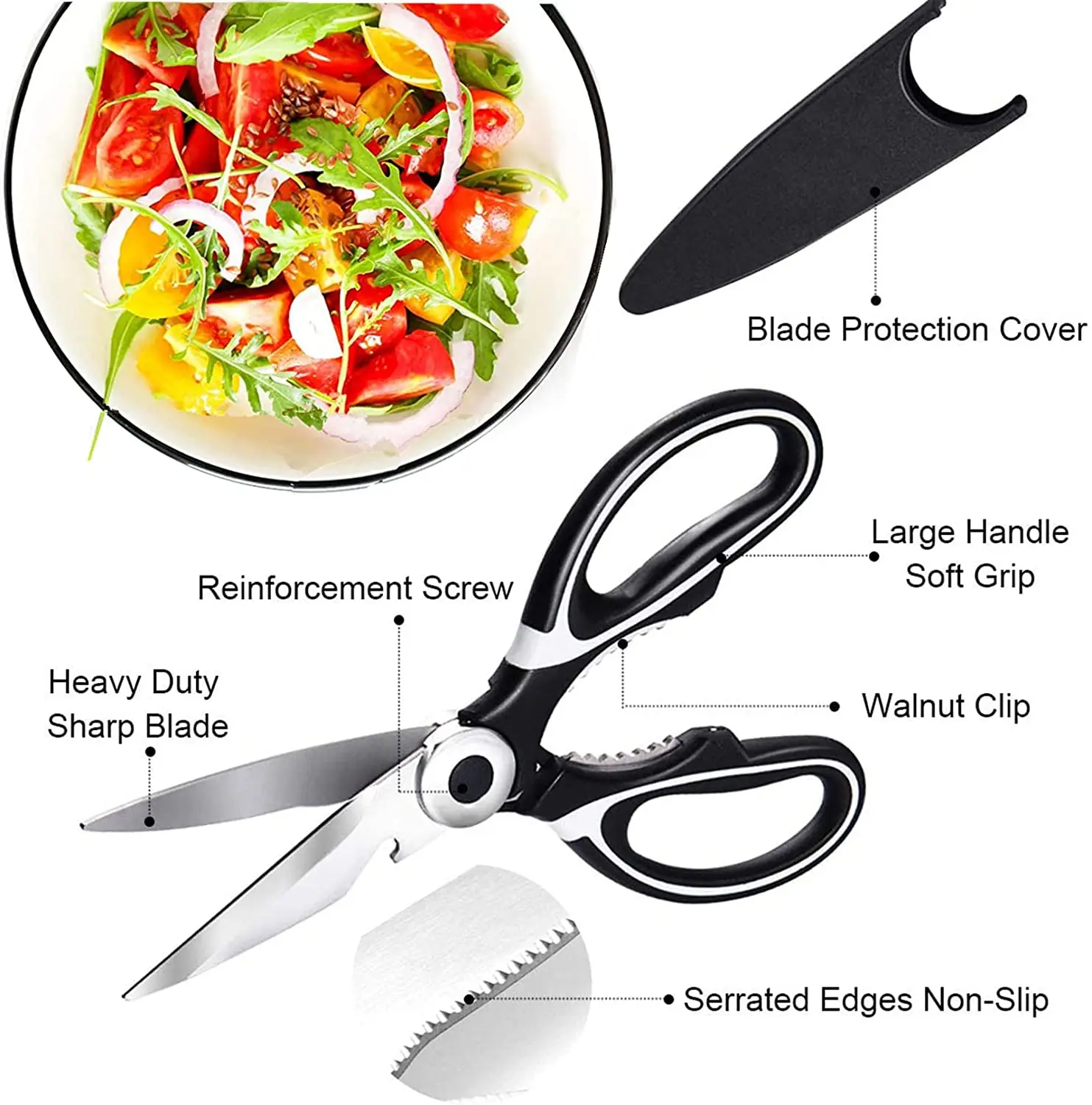 Kitchen Scissors Chicken Bone Fish Scissors Chicken Duck Cutter Shears Stainless Steel Scissors Scale Clean Cook Scissors Knife