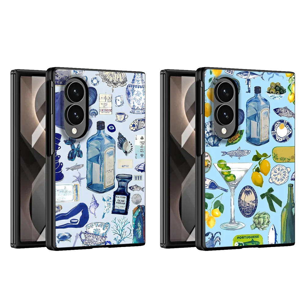 Case for Samsung Galaxy ZFold Wide Z Fold 8 Z Fold8 Wide ZFold8 Luxury Phone Cover Luxury Seaside Scenery Wine Lemon