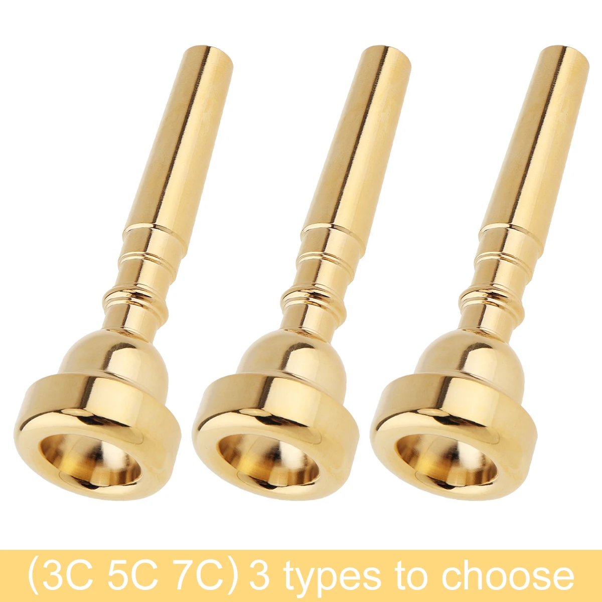 

1pcs 3C 5C 7C Trumpet Mouthpiece Gold Plated Copper Alloy Professional Trumpet Mouth Brass Instrument Accessories with Rich Tone