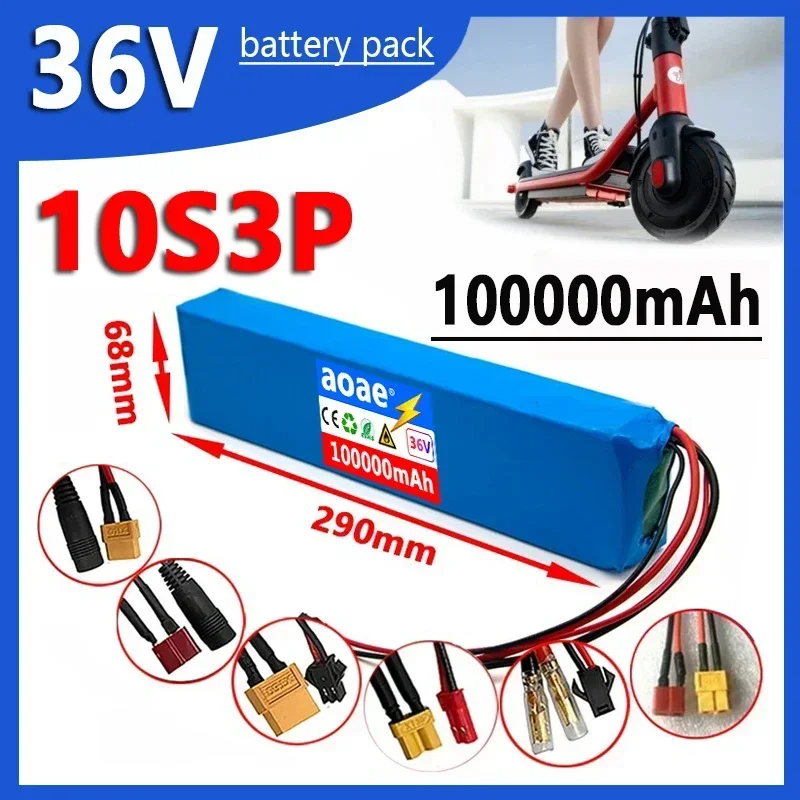 36V 100000mAh 18650 Rechargeable Lithium Battery Pack 10S3P Power Modified Bicycle Scooter Electric Vehicle with BMS