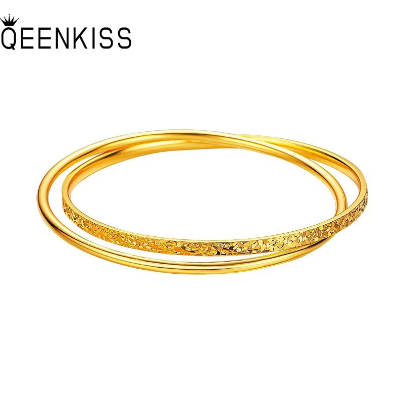 

QEENKISS Gold Shiny Bracelets Bangles For Women Wedding Party Birthday Christmas Bride Mother Girlfriend Ladies Gifts BT5344