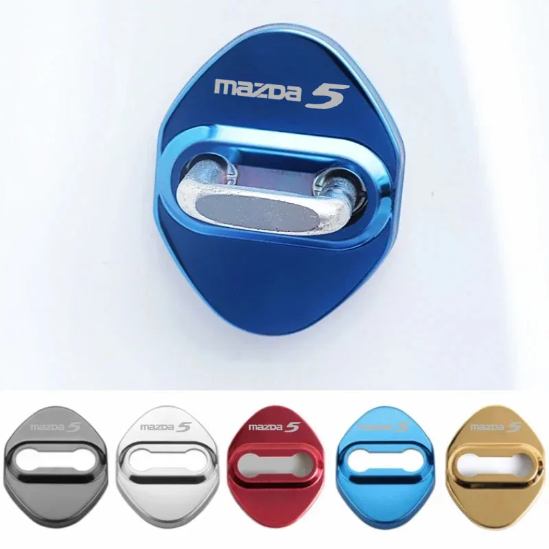 

4 шт., антикоррозийный чехол для дверного замка автомобиля, наклейка, защитная эмблема, украшение для Mazda 5, Mazda5, логотип, авто аксессуары для интерьера