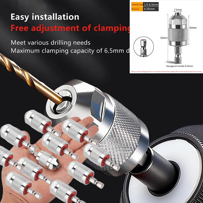 Quick Change Hexagonal Handle Collet Adapter Converter Electric Drill/Electric Grinding Extension Tool Drill Bits Accessory