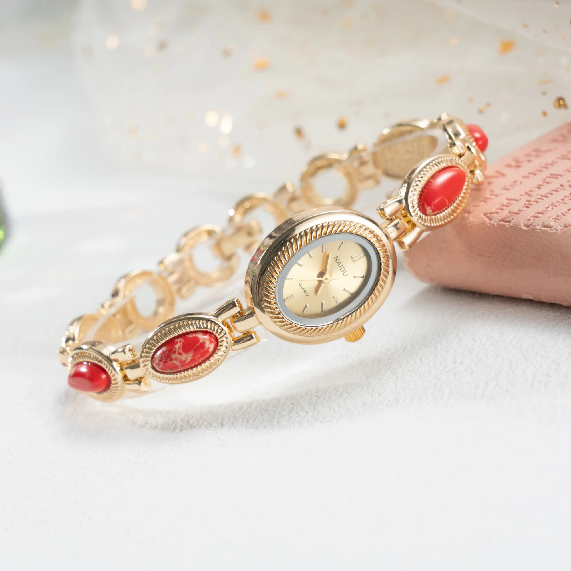 Elegant Bracelet Watch Retro Luxury Elegant Ladies Watch Bracelet Style Design Oval Dial Women's Quartz Watch Clock