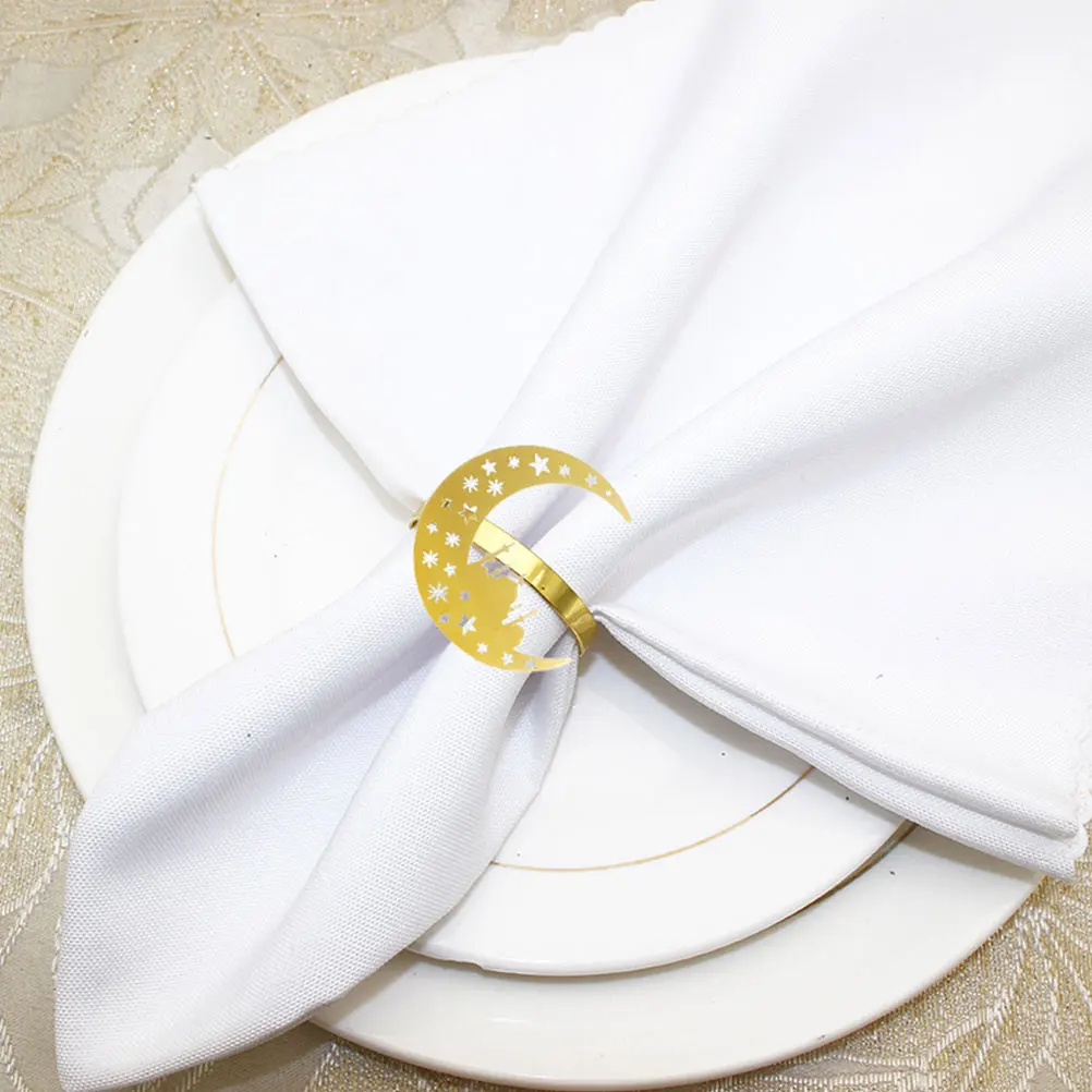 

6pcs Napkin Rings Metal Serviette Holders Ramadan Decor Dinner Table Party Supplies Wedding Kitchen Accessories