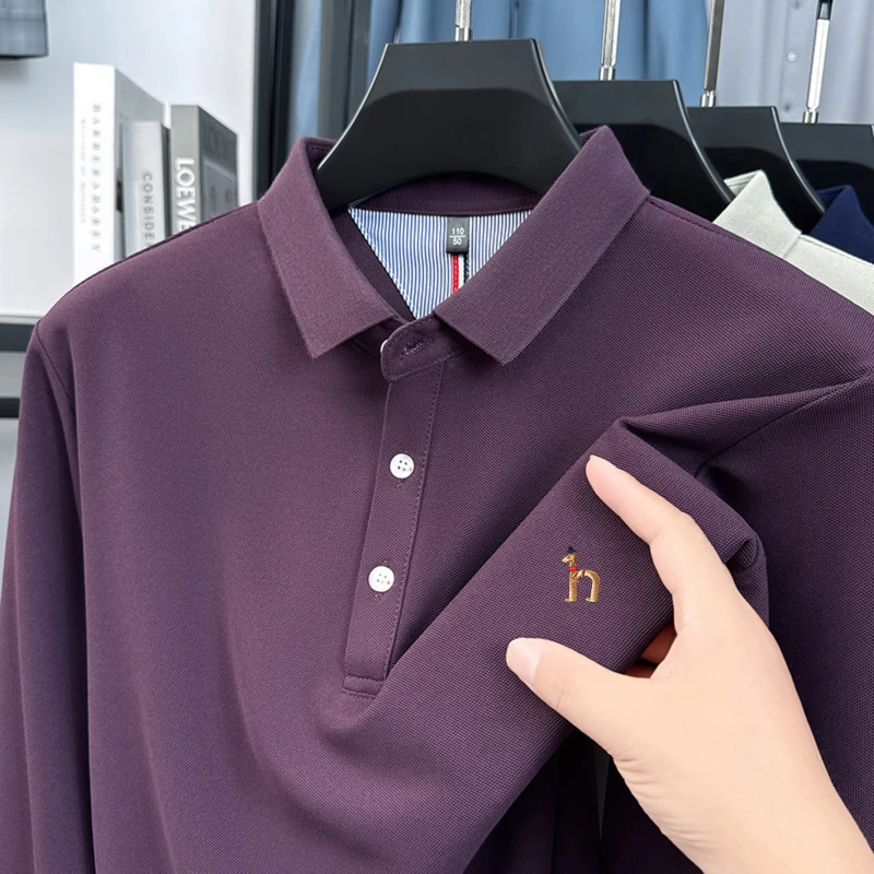 Marke Design männer Polo-Shirt Revers Langarm T-Shirt Herbst Neue Exquisite Hund Stickerei Mode Business Hübsche männer tragen