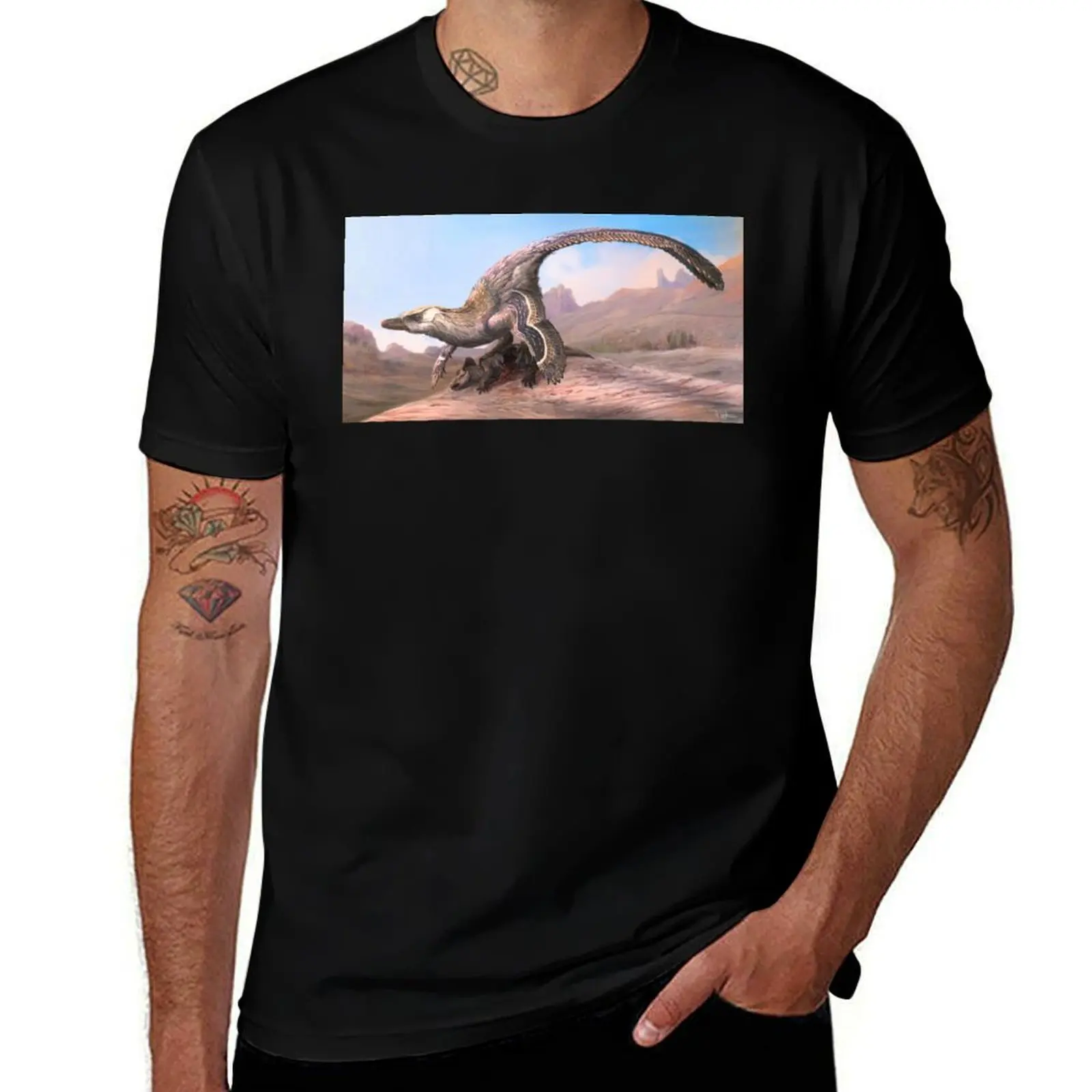Velociraptor and Protoceratops (deceased) T-Shirt Minimalist Casual Short Sleeve Top T-Shirt