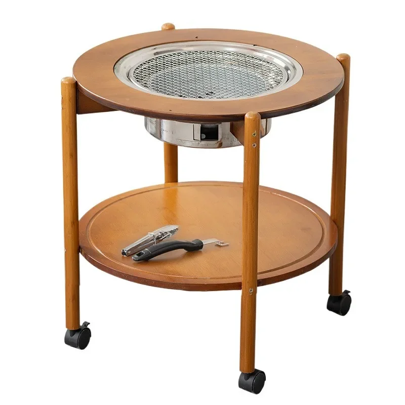 Furnace tea table household indoor full set of mobile portable charcoal balcony outdoor barbecue grill fire table