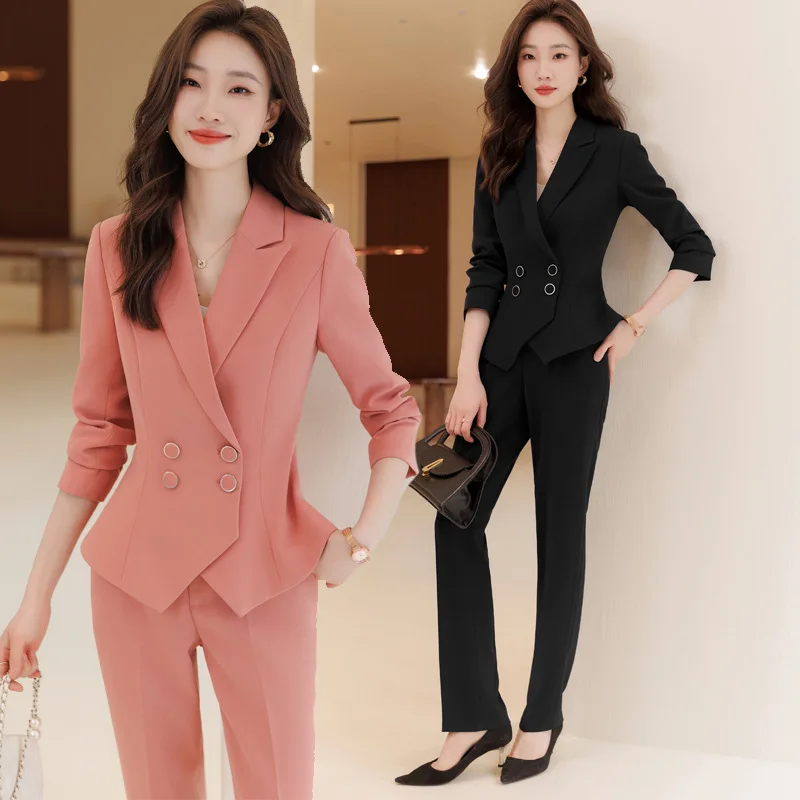 High Sense Fashion Long Sleeve Autumn and Winter Business Wear Women's Suit Temperament Jewelry Hotel Front Desk Manager Work Cl