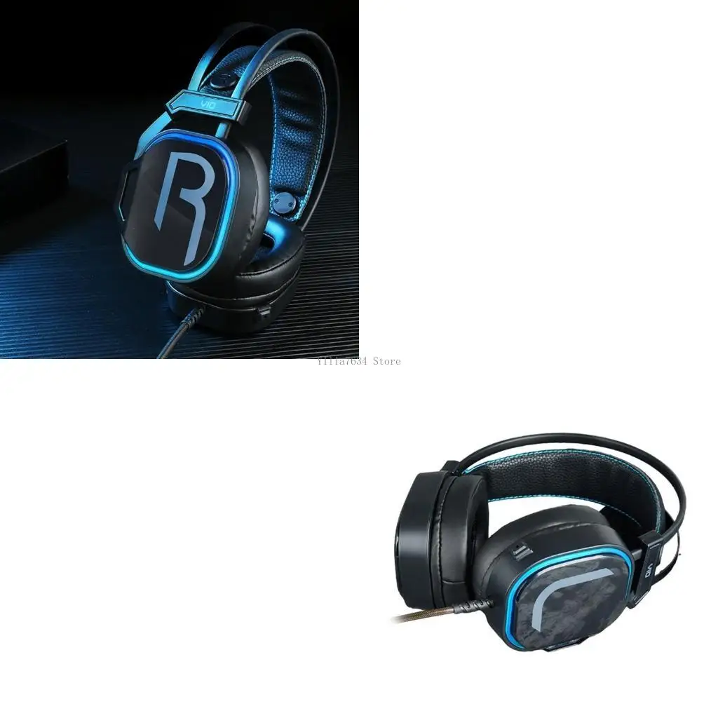 V10 USB 7.1CH Gaming Headphones Headsets with 50MM Driver and Ergonomic Comfort Immersively Sound Leather Earpads