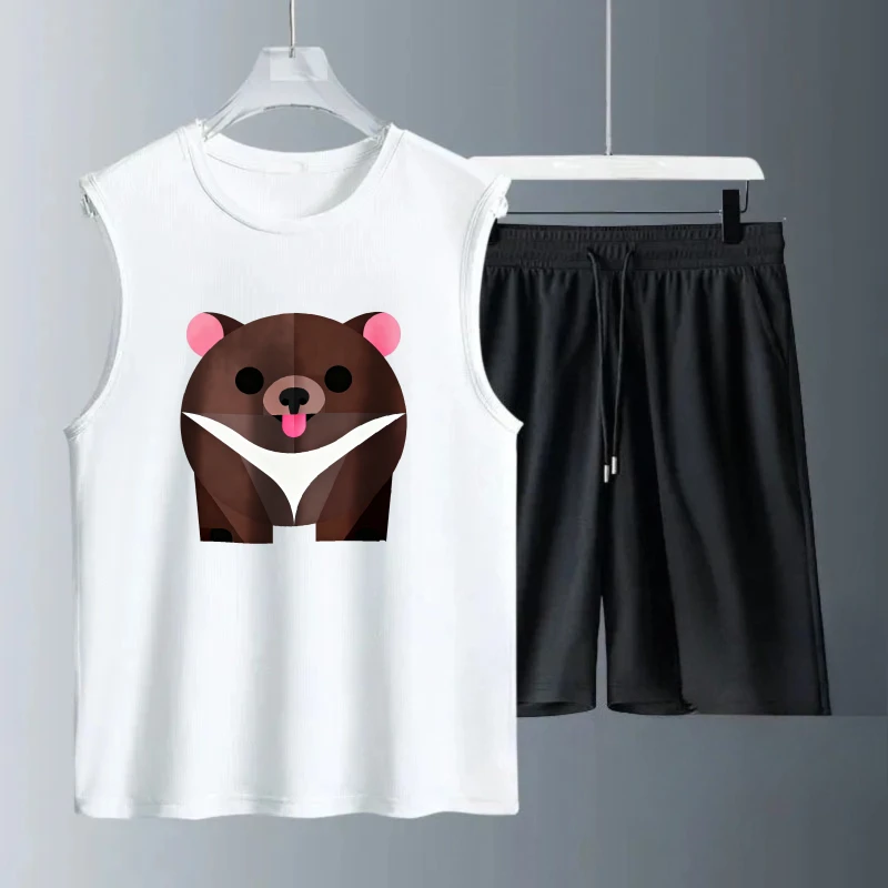 

Men's Tank top Sets Men's summer clothing Polyester men's chandals Breathable Short Sleeve+ Shorts Fashion clothing set Summe